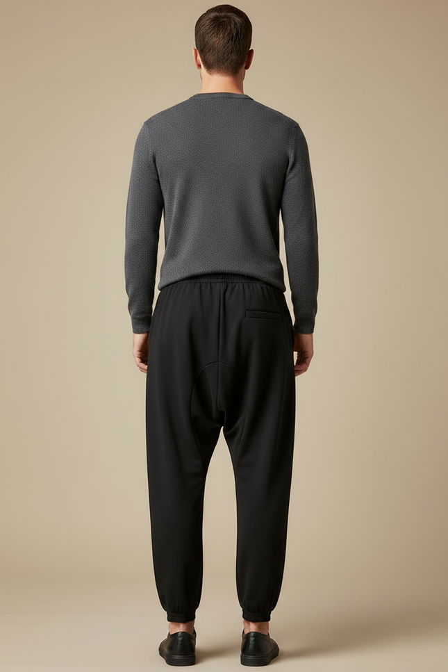 Pantalon Chinois Noir Ample Cordon Décontracté Jogging - Molleton - vue 2