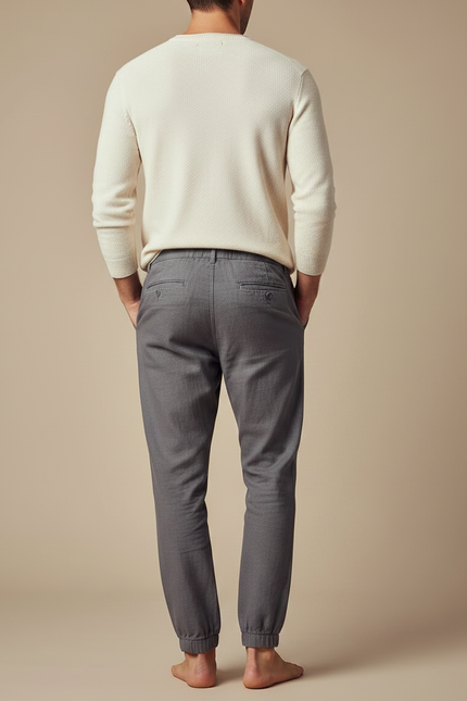 Pantalon Chinois Gris Décontracté Coton Jogger Homme - vue 2
