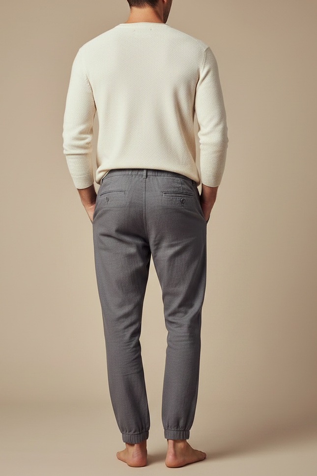 Pantalon Chinois Gris Décontracté Coton Jogger Homme - vue 2