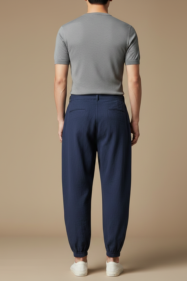 Pantalon Chinois Bleu Marine Coton Ample Sarouel Homme - vue 2