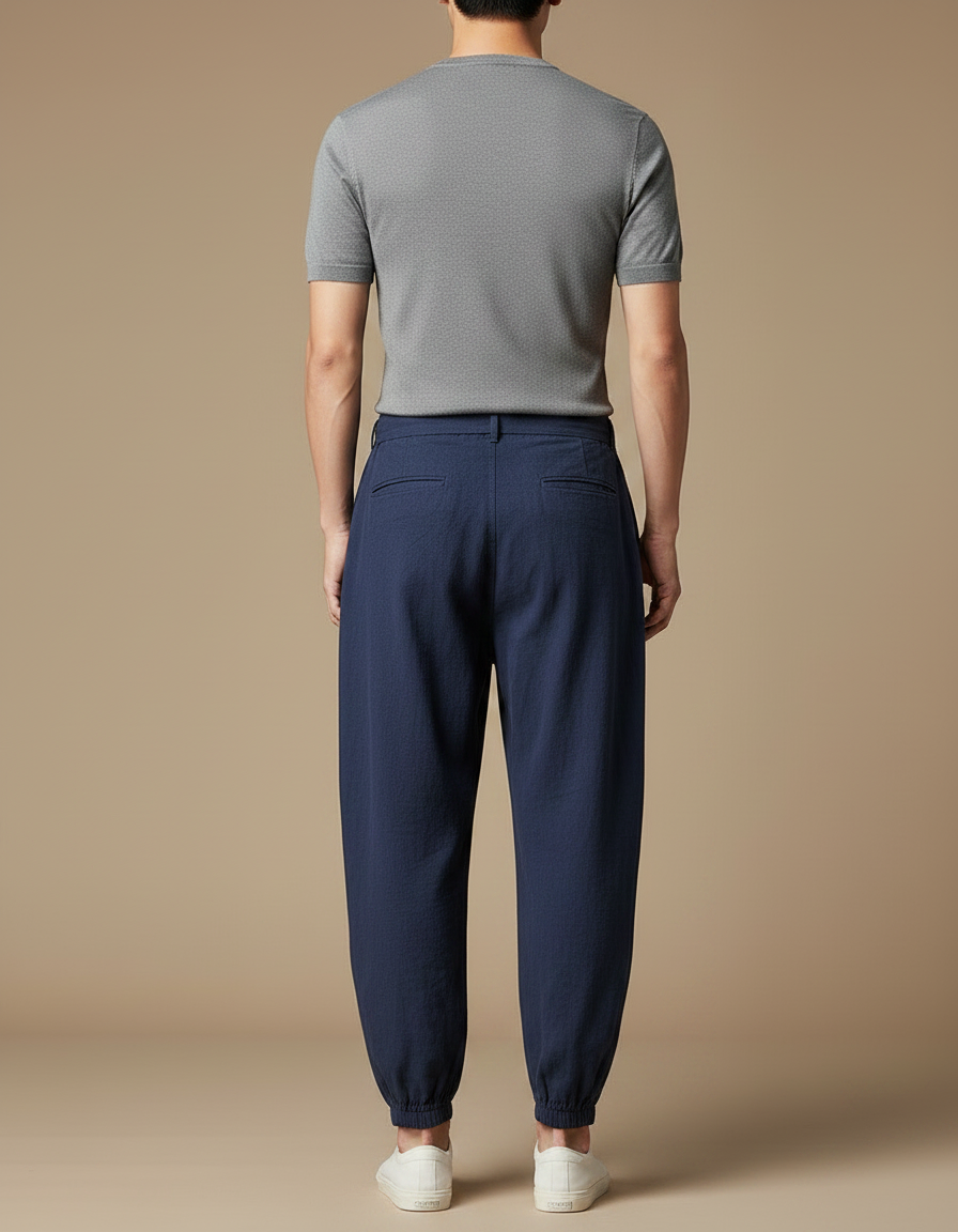 Pantalon Chinois Bleu Marine Coton Ample Sarouel Homme - vue 2