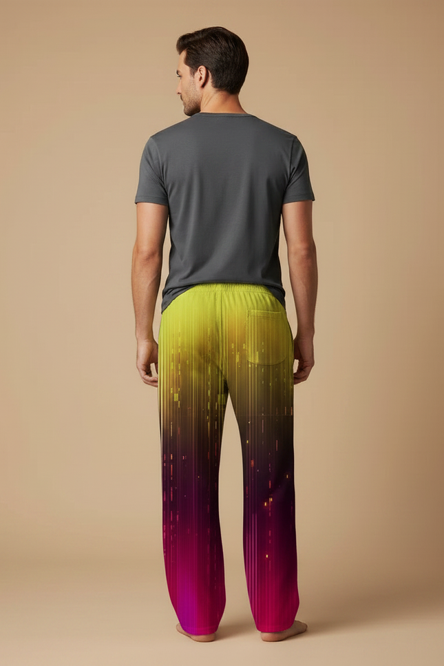 Pantalon Chinois Dégradé Fluorescent Ample Cordon Homme - Multicolore Polyester - vue 2
