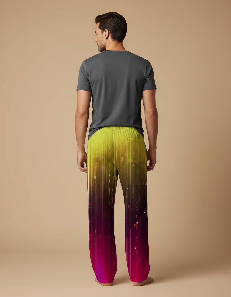 Pantalon Chinois Dégradé Fluorescent Ample Cordon Homme - Multicolore Polyester - vue 2