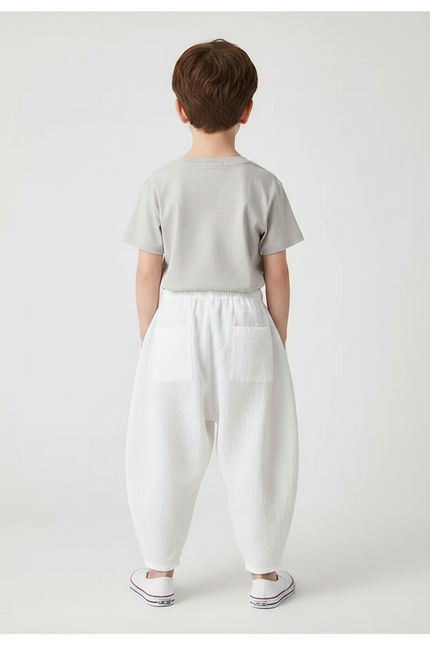 Pantalon Chinois Blanc Ample Lin Décontracté Enfant - vue 2