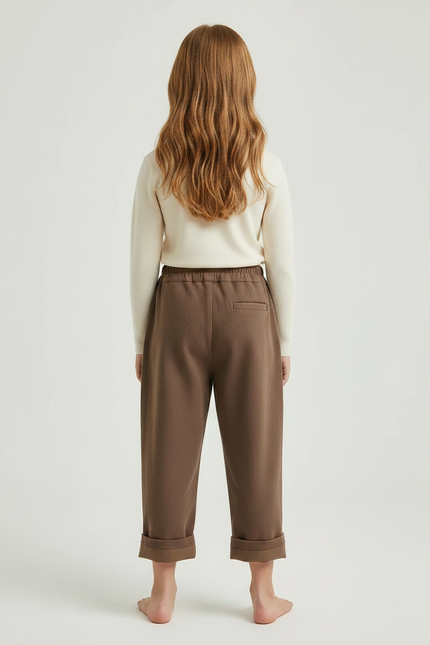 Pantalon Chinois Marron Ample Coton Décontracté Enfant - Molleton - vue 2