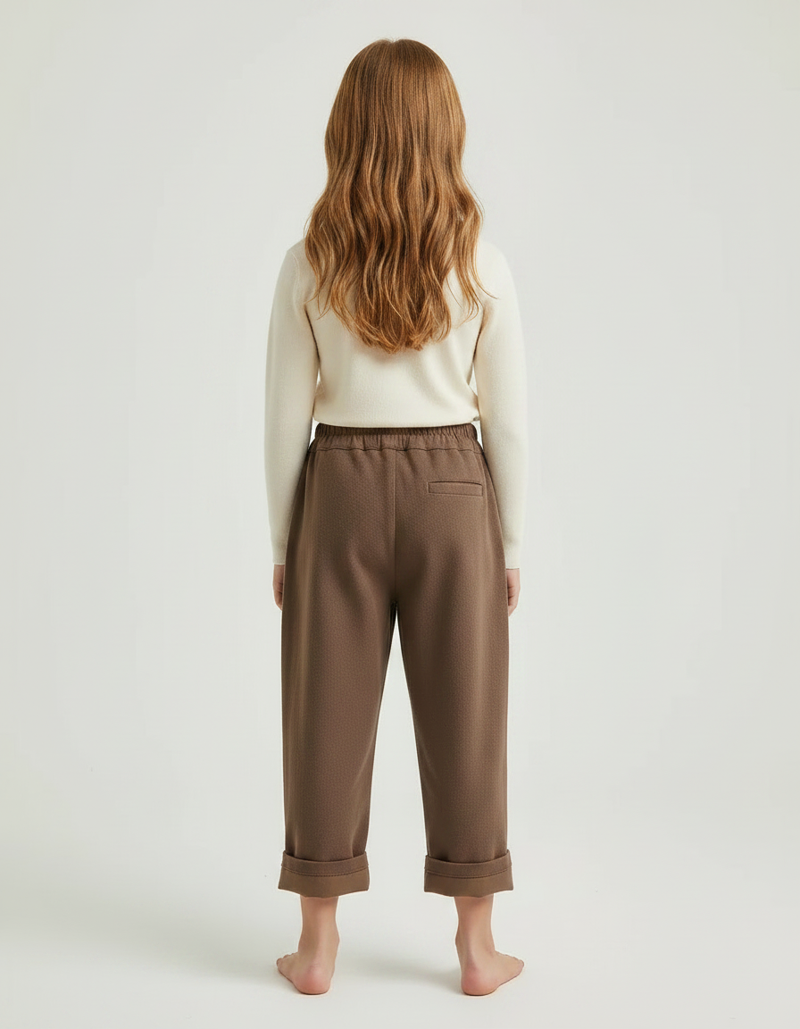 Pantalon Chinois Marron Ample Coton Décontracté Enfant - Molleton - vue 2