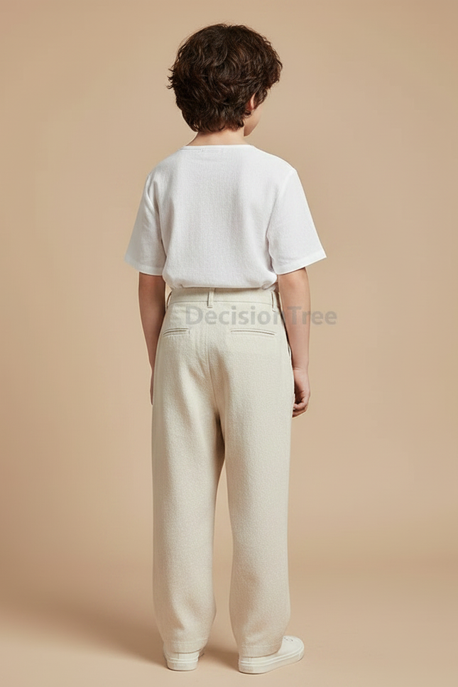 Pantalon Chinois Beige Ample Lin Décontracté Garçon - vue 2