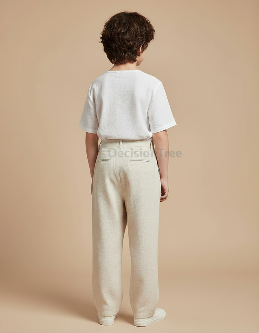 Pantalon Chinois Beige Ample Lin Décontracté Garçon - vue 2