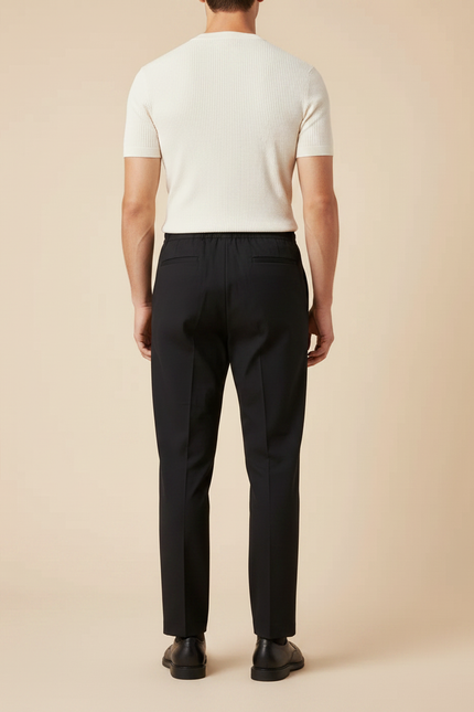 Pantalon Chinois Noir Coton Cordon Droit Homme - vue 2