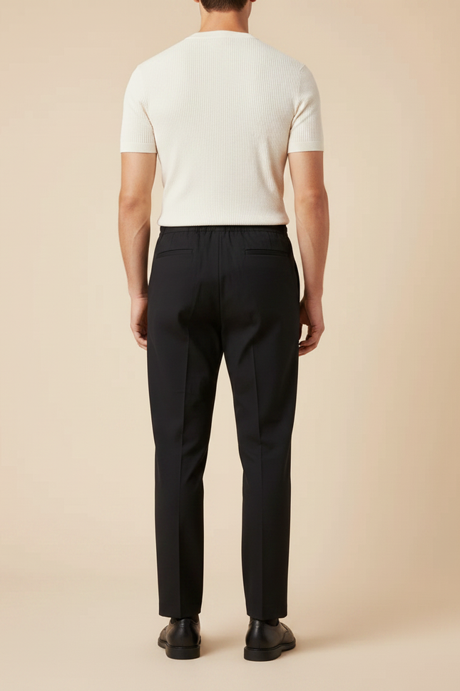 Pantalon Chinois Noir Coton Cordon Droit Homme - vue 2