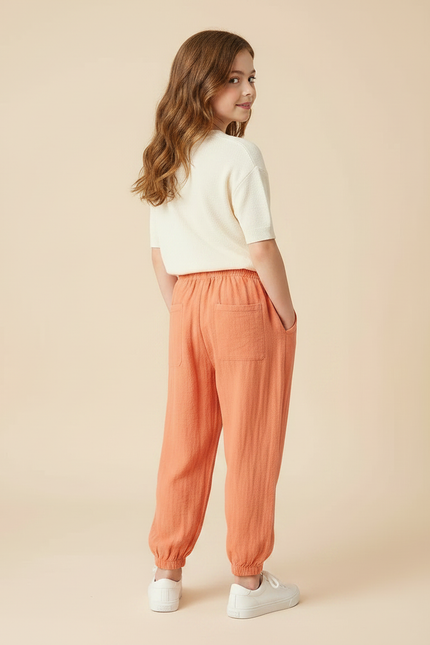 Pantalon Chinois Orange Lin Ample Enfant Confortable - vue 2