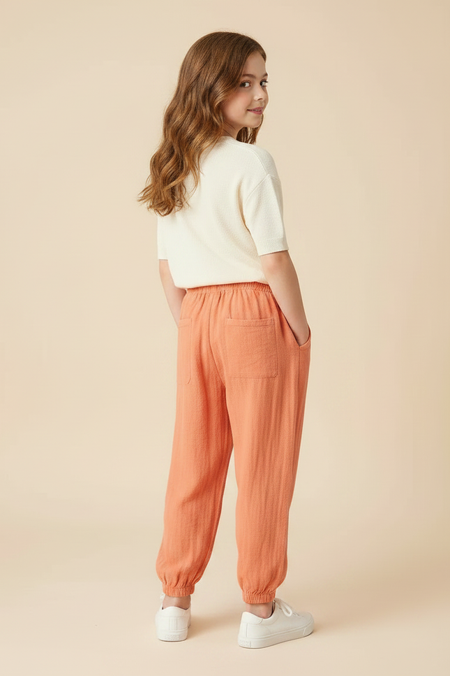 Pantalon Chinois Orange Lin Ample Enfant Confortable - vue 2