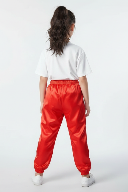 Pantalon Chinois Rouge Satiné Ample Sport Enfant - vue 2