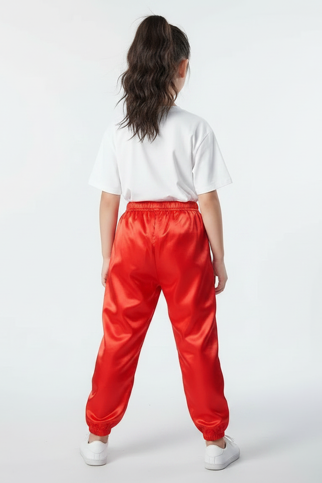 Pantalon Chinois Rouge Satiné Ample Sport Enfant - vue 2