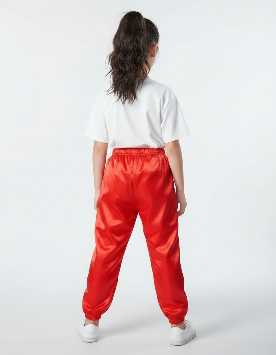 Pantalon Chinois Rouge Satiné Ample Sport Enfant - vue 2