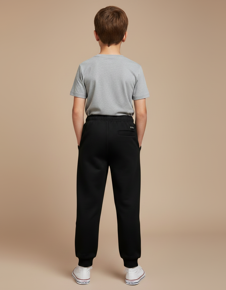 Pantalon Chinois Noir Dragon Brodé Ample Garçon - Molleton - vue 2