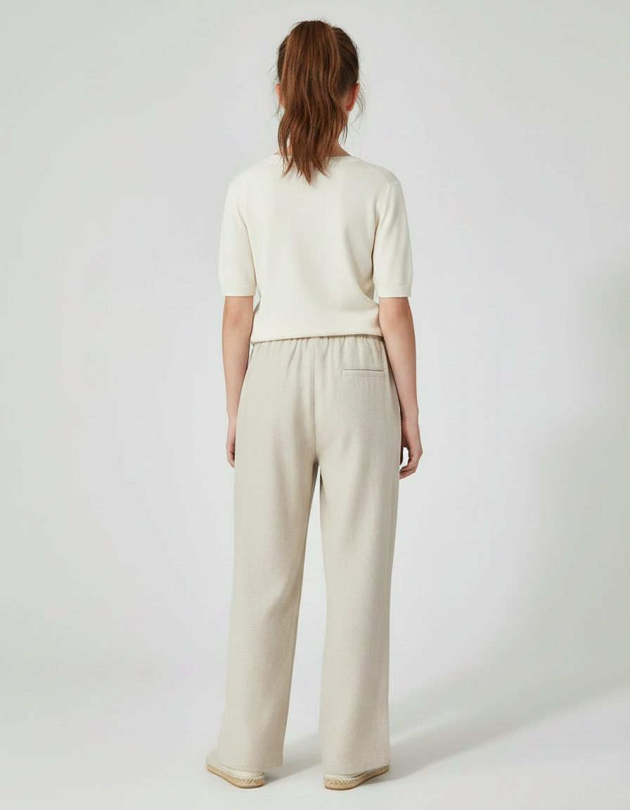 Pantalon Chinois Beige Ample Coton Traditionnel Fendu - vue 2