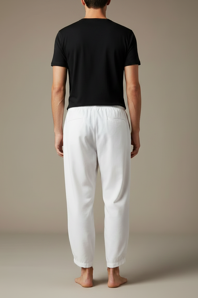 Pantalon Chinois Blanc Ample Cordon Décontracté Homme - Polyester - vue 2