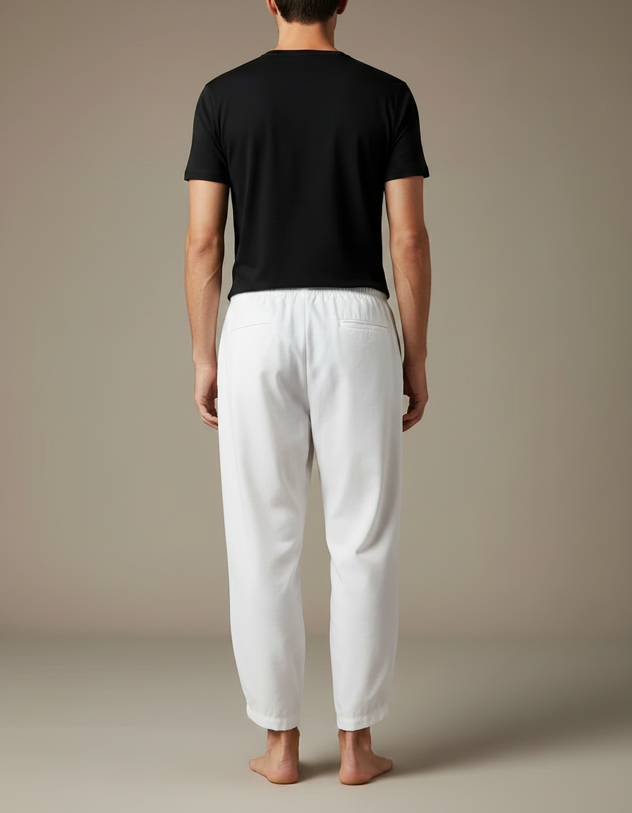 Pantalon Chinois Blanc Ample Cordon Décontracté Homme - Polyester - vue 2