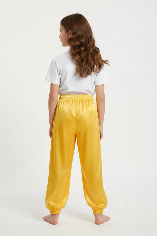 Pantalon Chinois Jaune Satiné Fluide Enfant Traditionnel - vue 2