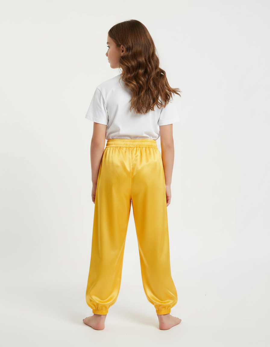Pantalon Chinois Jaune Satiné Fluide Enfant Traditionnel - vue 2