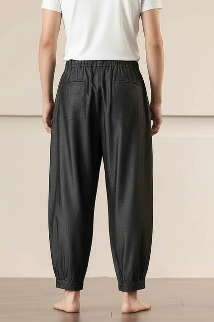 Pantalon Chinois Gris Foncé Ample Harem Décontracté - Jean - vue 2