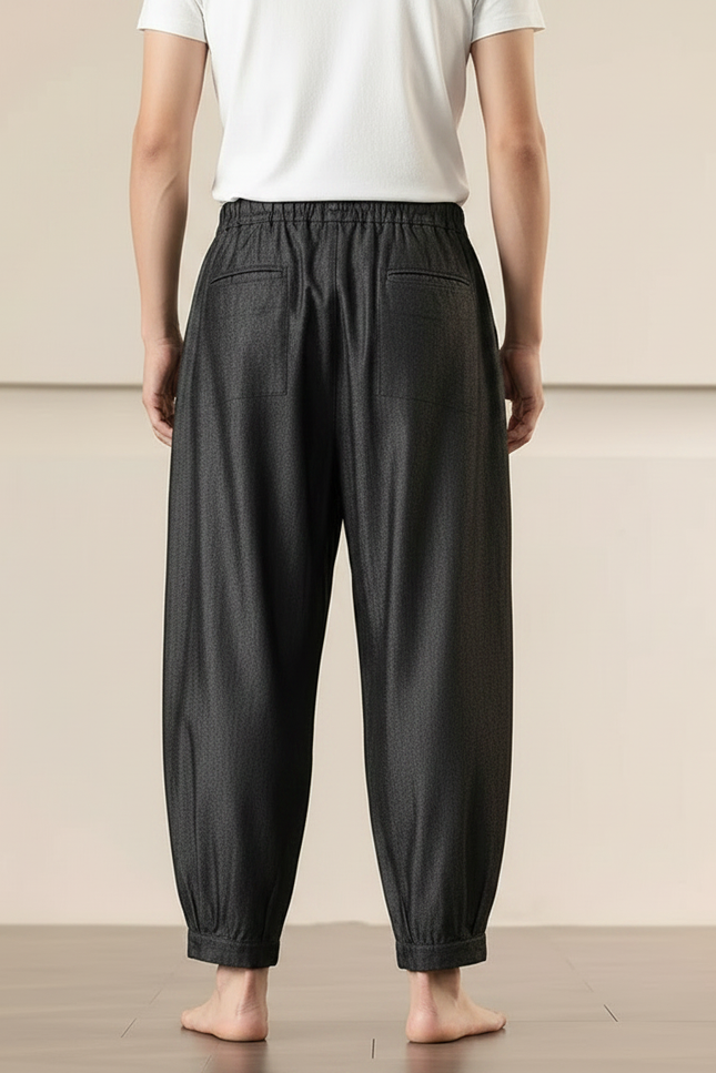 Pantalon Chinois Gris Foncé Ample Harem Décontracté - Jean - vue 2