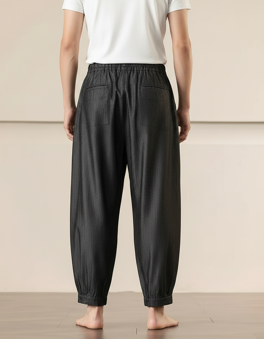 Pantalon Chinois Gris Foncé Ample Harem Décontracté - Jean - vue 2