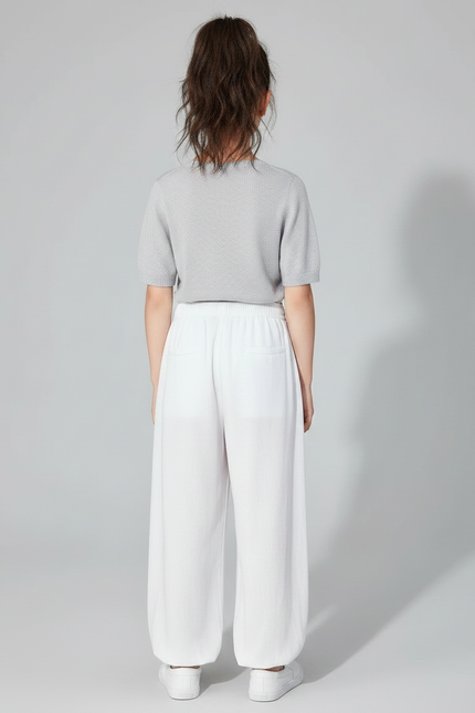 Pantalon Chinois Blanc Ample Coton Fluide Enfant - Lin - vue 2