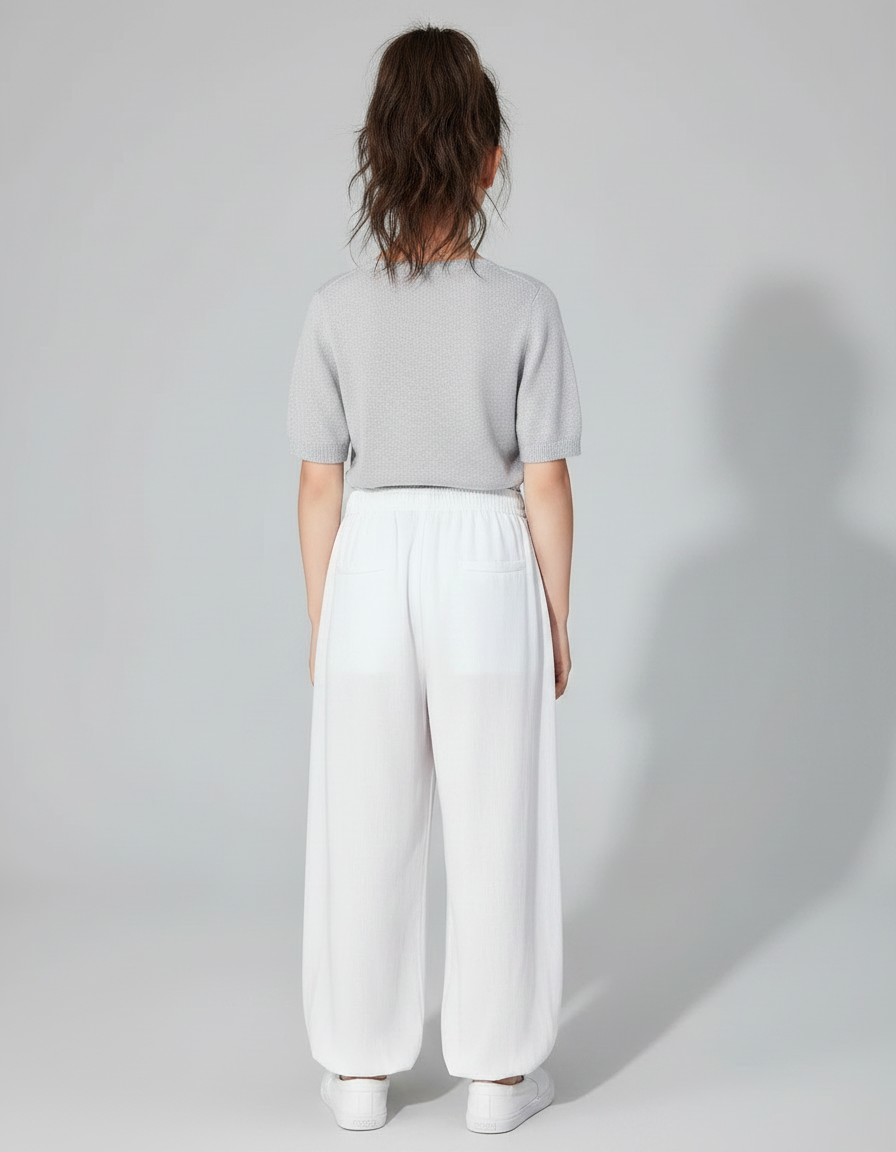Pantalon Chinois Blanc Ample Coton Fluide Enfant - Lin - vue 2