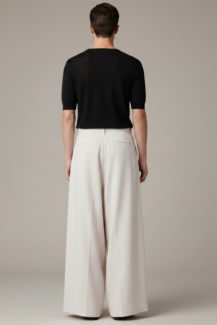 Pantalon Chinois Lin Ample Beige Décontracté Homme - vue 2