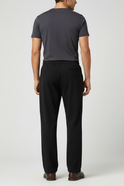 Pantalon Chinois Noir Ample Coton Confortable Homme - Molleton - vue 2