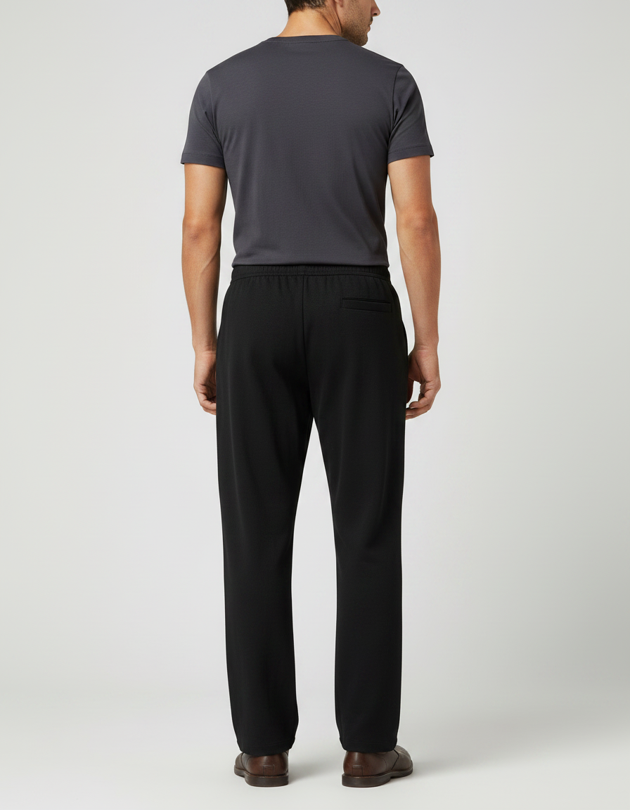 Pantalon Chinois Noir Ample Coton Confortable Homme - Molleton - vue 2