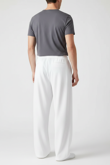 Pantalon Chinois Blanc Ample Fluide Coton Homme - vue 2