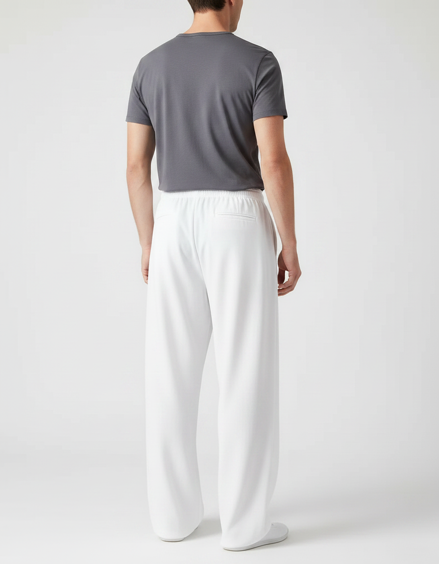 Pantalon Chinois Blanc Ample Fluide Coton Homme - vue 2