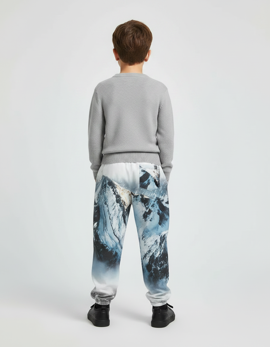 Pantalon Chinois Montagne Neige Imprimé Ample Jogger Garçon - Molleton - vue 2