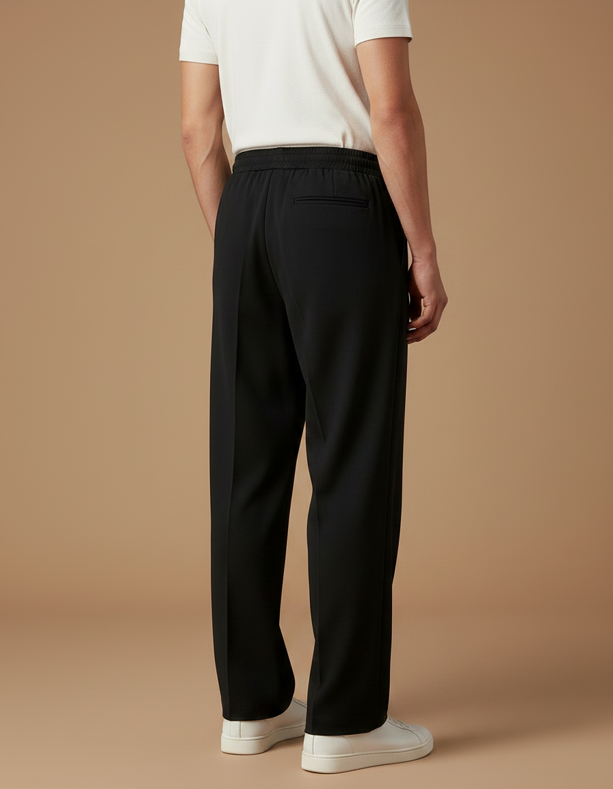 Pantalon Chinois Noir Ample Décontracté Cordon Homme - Polyester - vue 2