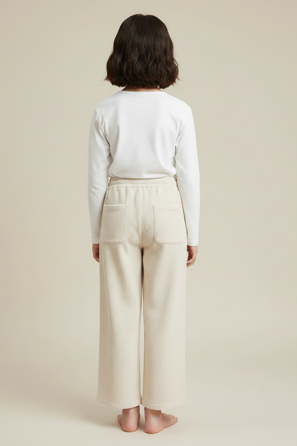 Pantalon Chinois Beige Côtelé Ample Décontracté Fille - Cordé - vue 2