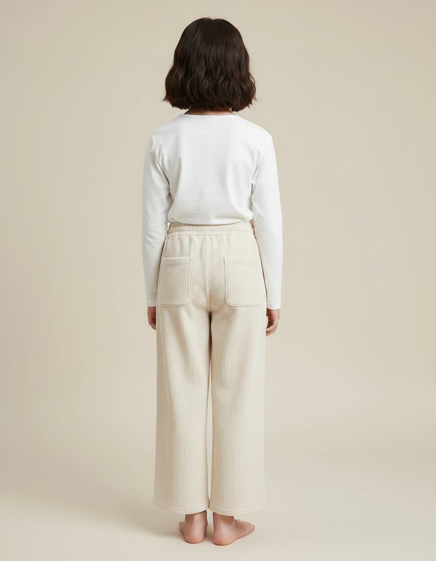 Pantalon Chinois Beige Côtelé Ample Décontracté Fille - Cordé - vue 2