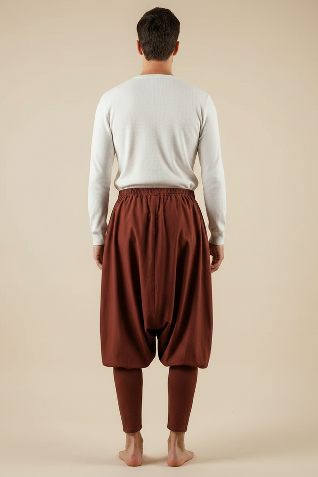Pantalon Chinois Harem Marron Ample Homme Confortable - Gabardine - vue 2