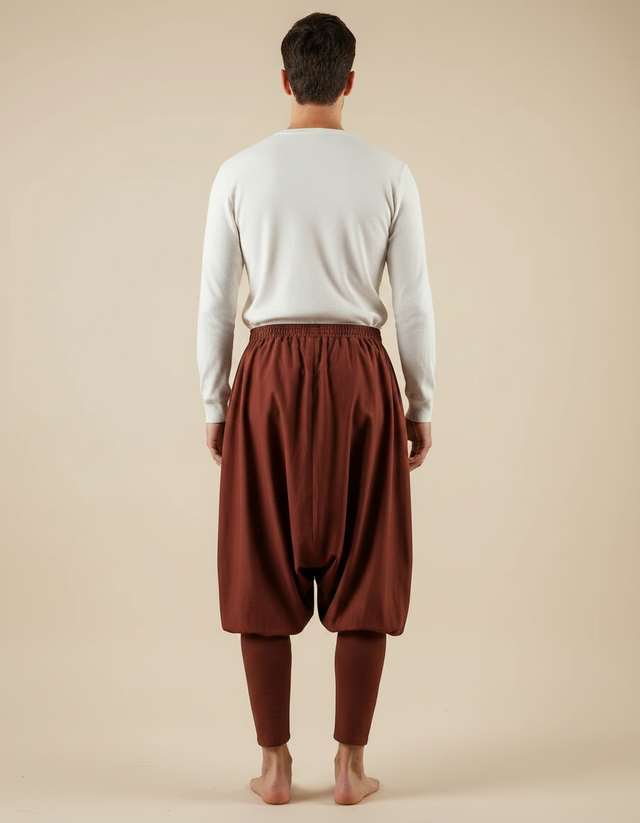 Pantalon Chinois Harem Marron Ample Homme Confortable - Gabardine - vue 2
