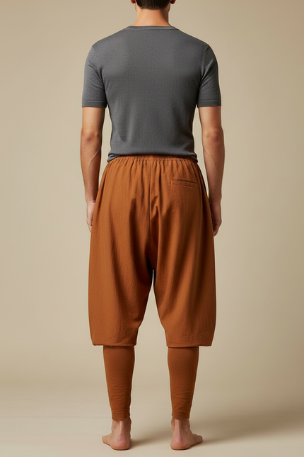 Pantalon Chinois Marron Ample Coton Homme Décontracté - vue 2