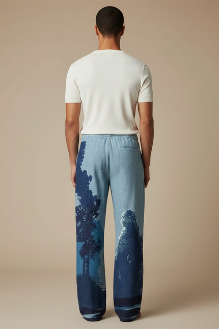 Pantalon Chinois Bleu Godzilla Ample Cordon Décontracté - Jean - vue 2