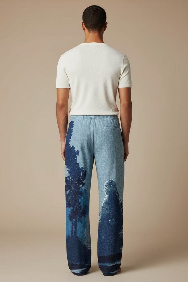 Pantalon Chinois Bleu Godzilla Ample Cordon Décontracté - Jean - vue 2