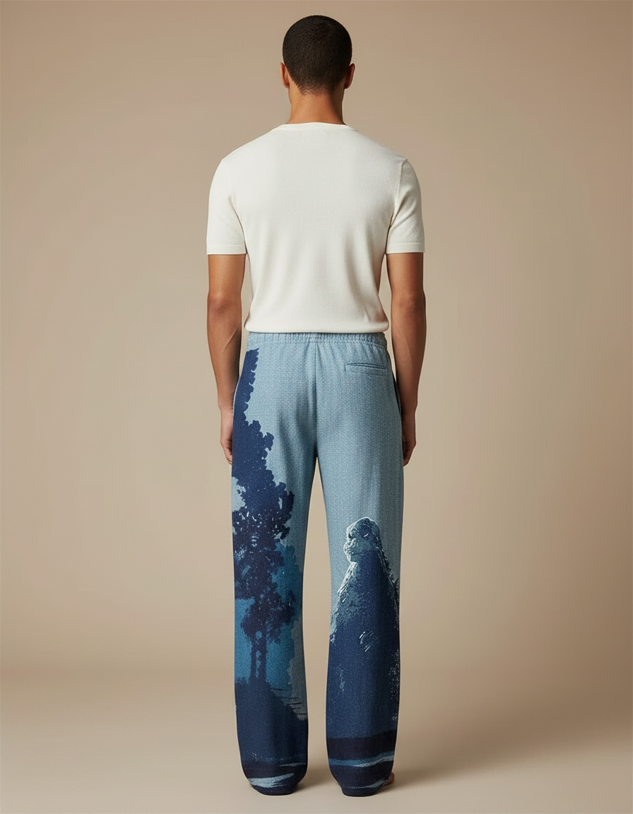 Pantalon Chinois Bleu Godzilla Ample Cordon Décontracté - Jean - vue 2