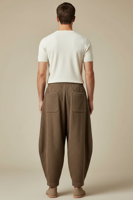 Pantalon Chinois Marron Ample Laine Vintage Homme - vue 2
