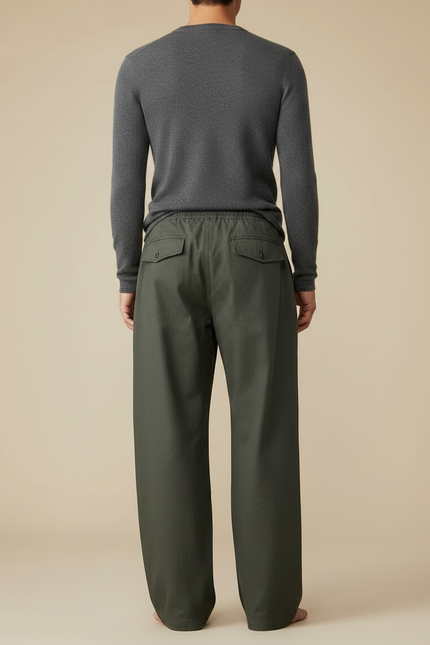 Pantalon Chinois Vert Kaki Ample Décontracté Homme - Coton - vue 2