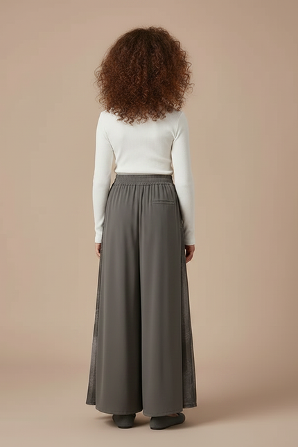 Pantalon Chinois Gris Fluide Ample Imprimé Fille - Polyester - vue 2