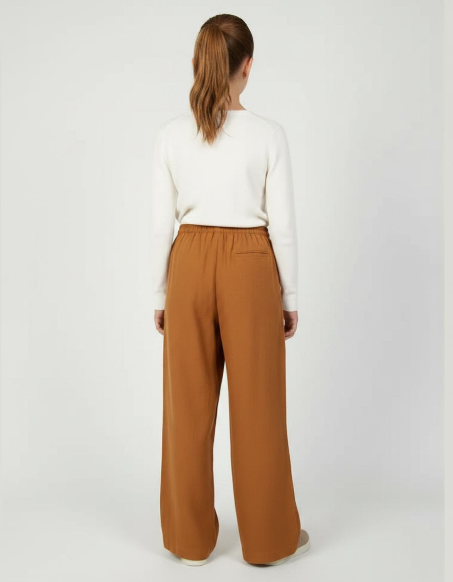 Pantalon Chinois Marron Ample Coton Enfant Décontracté - vue 2
