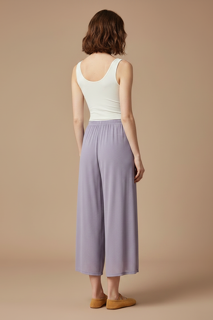 Pantalon Chinois Violet Ample Fluide Fendu Élégant - Polyester - vue 2